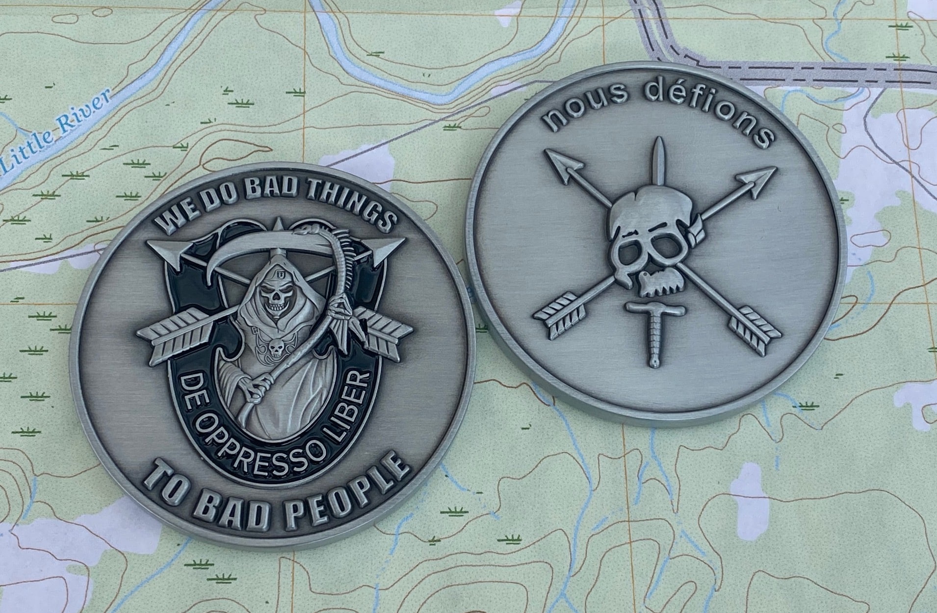 Special Forces Nous Defions “De Oppresso Reaper” – 2″ coin – Special Forces  Association Legacy Initiatives