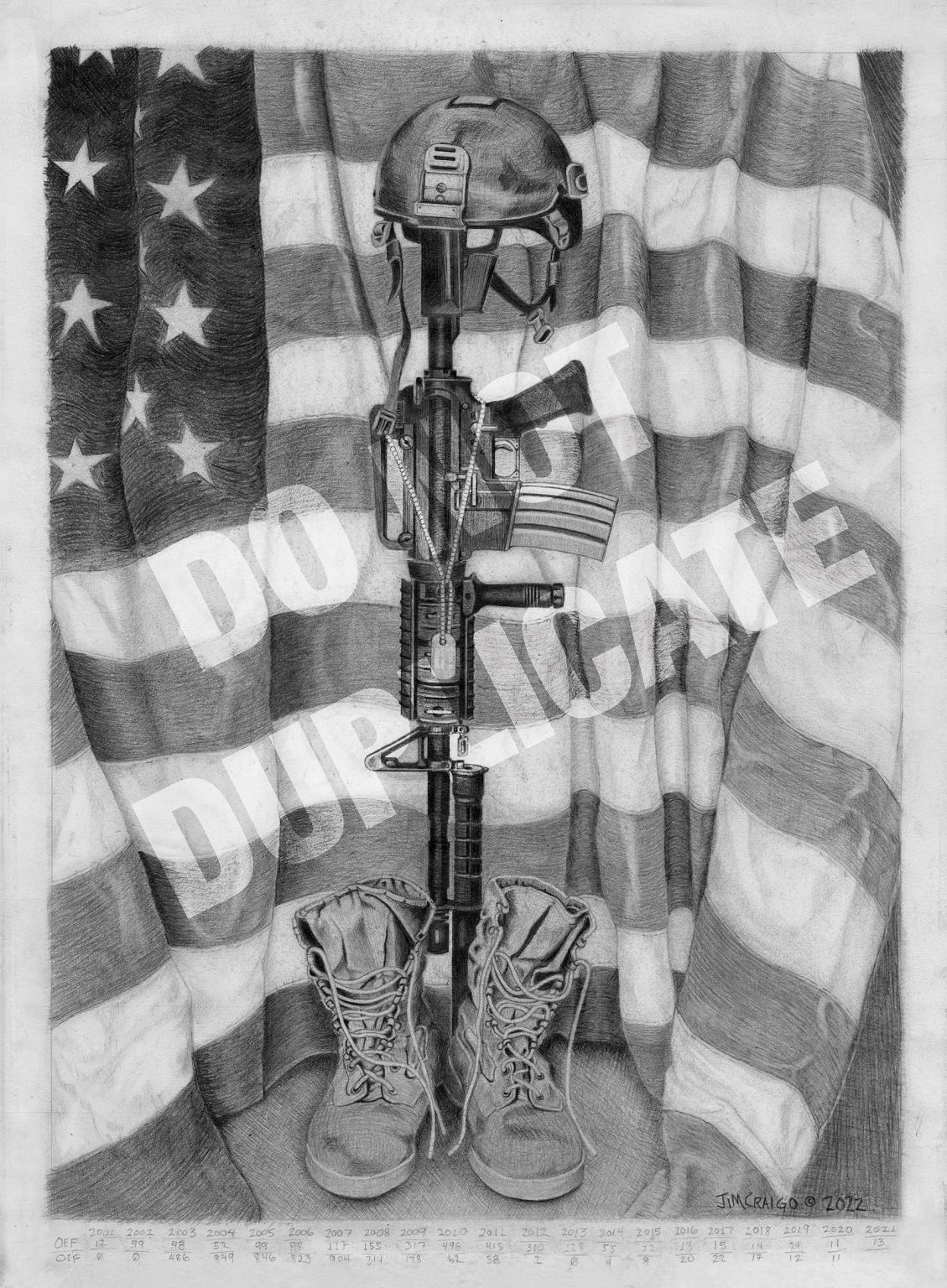 Pencil Drawing of iconic Fallen Soldier Memorial by CSM (Ret) James